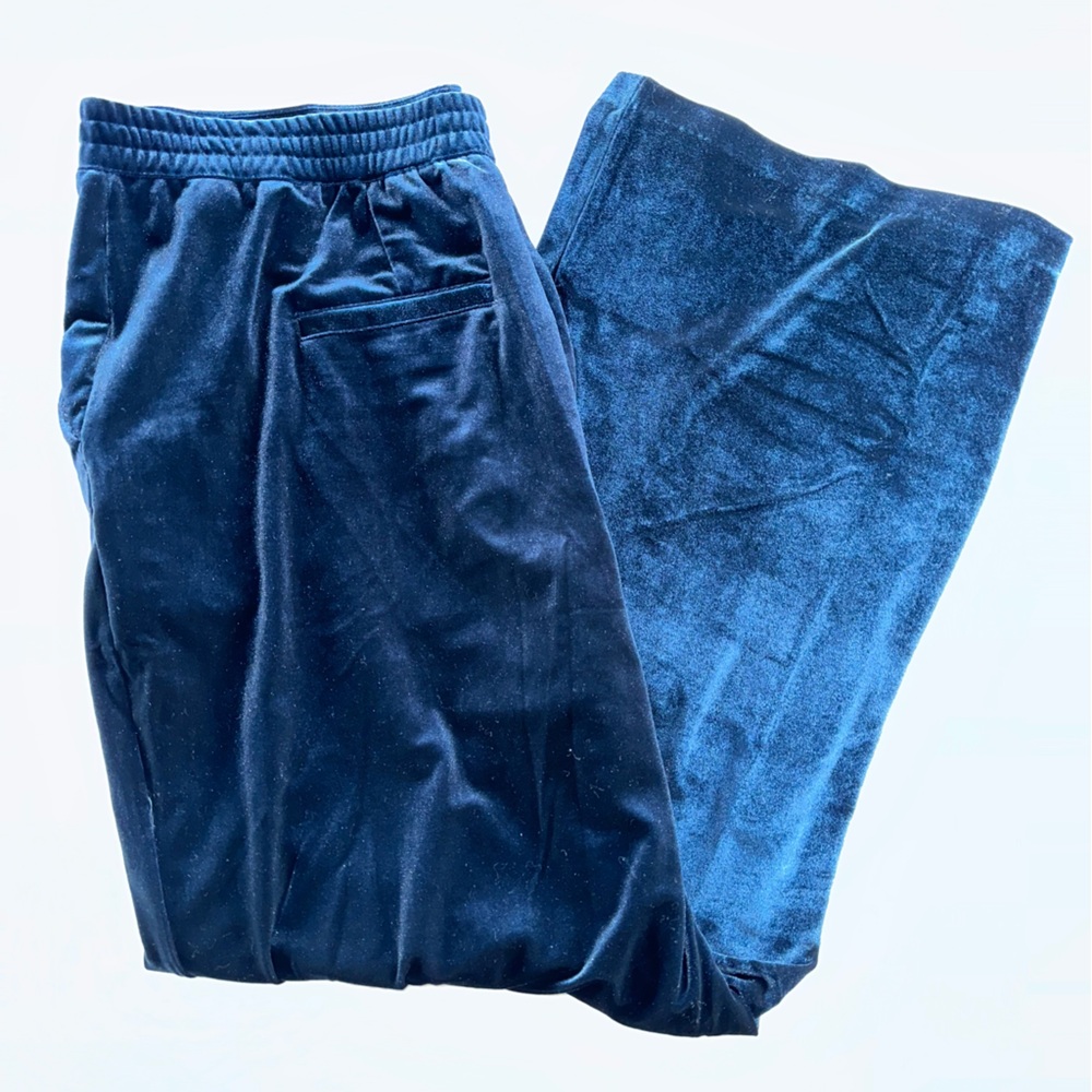 NEW BlankNYC Velvet Wide Leg Pant 30” Inseam Eclipse Blue {XXL}
